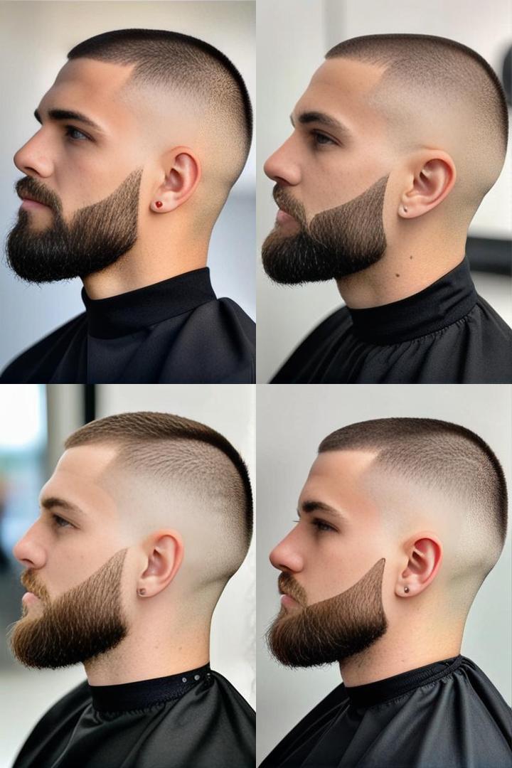 Buzz Cut With Sharp Beard Line