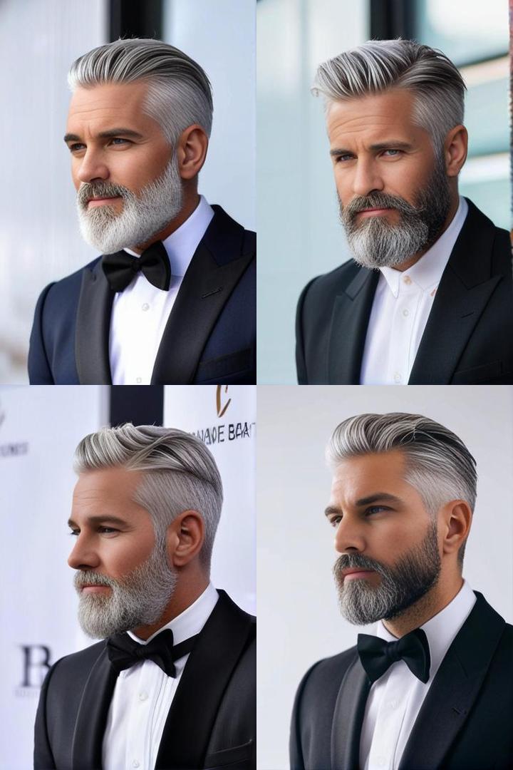 Classic Short Silver Hair Full Beard