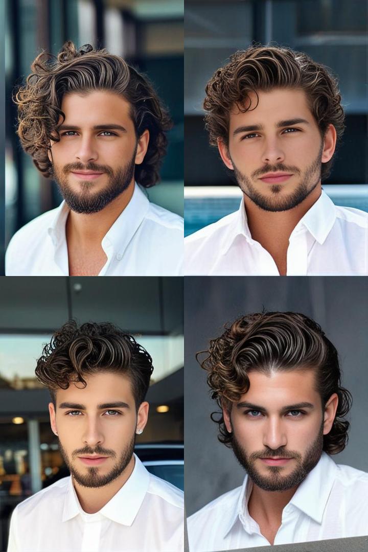 Curly Flow With Beard For Men