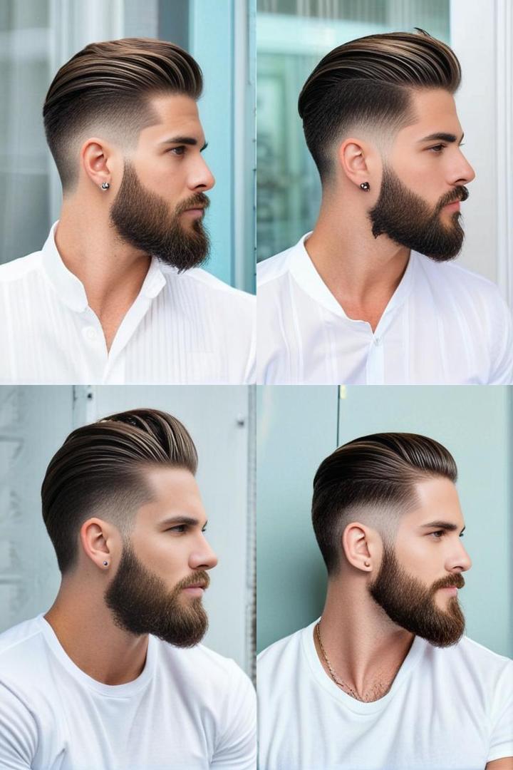 Slicked Back Undercut Ducktail Beard Combo