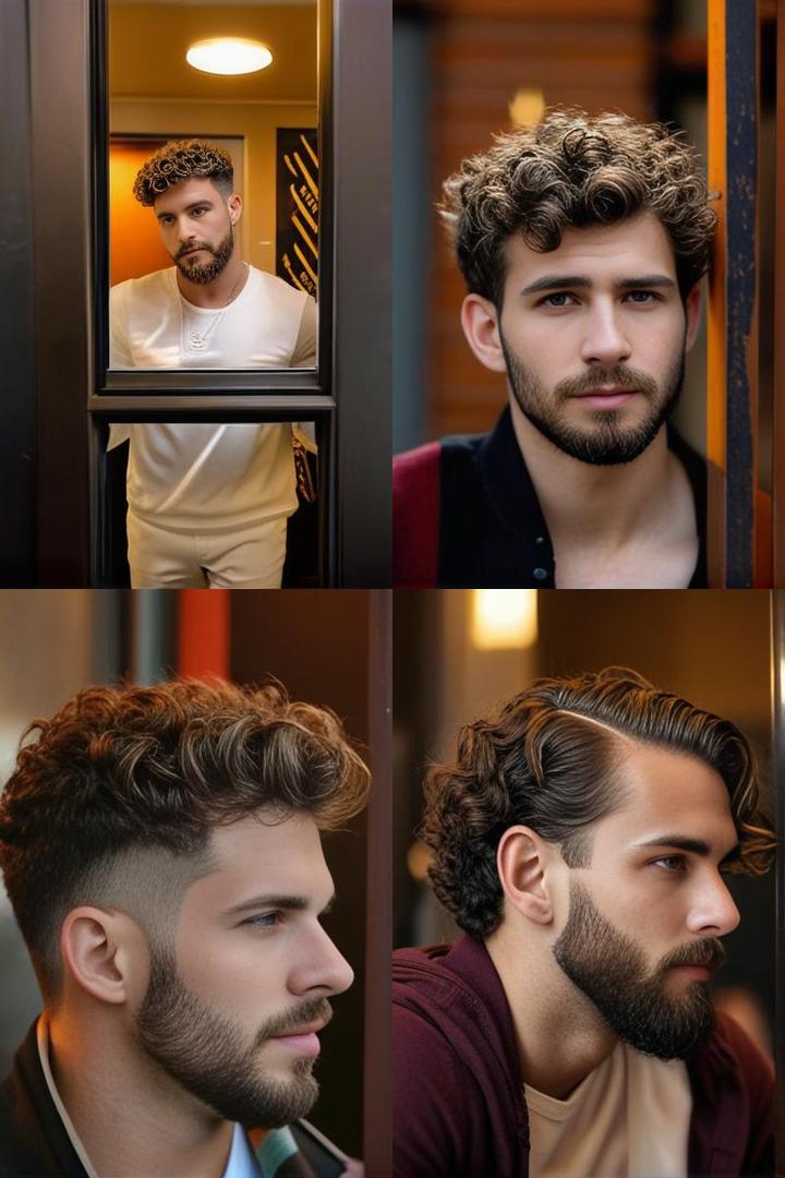 Stylish Curly Hair And Short Beard Look