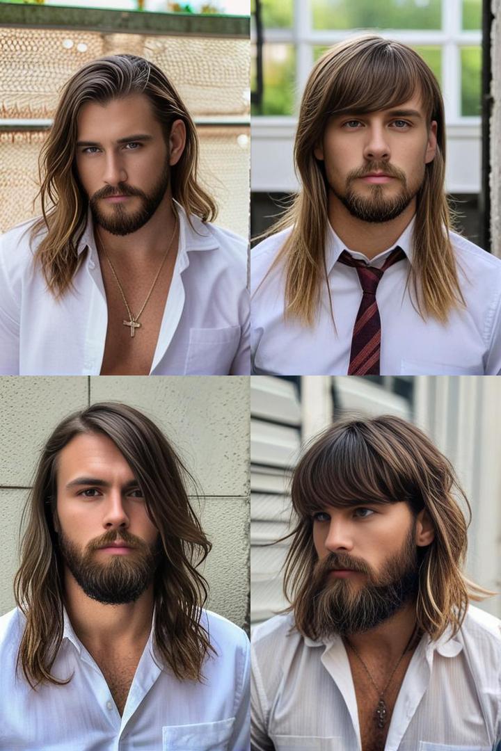 The Bearded Contrast Masculine Long Haircuts With Bangs