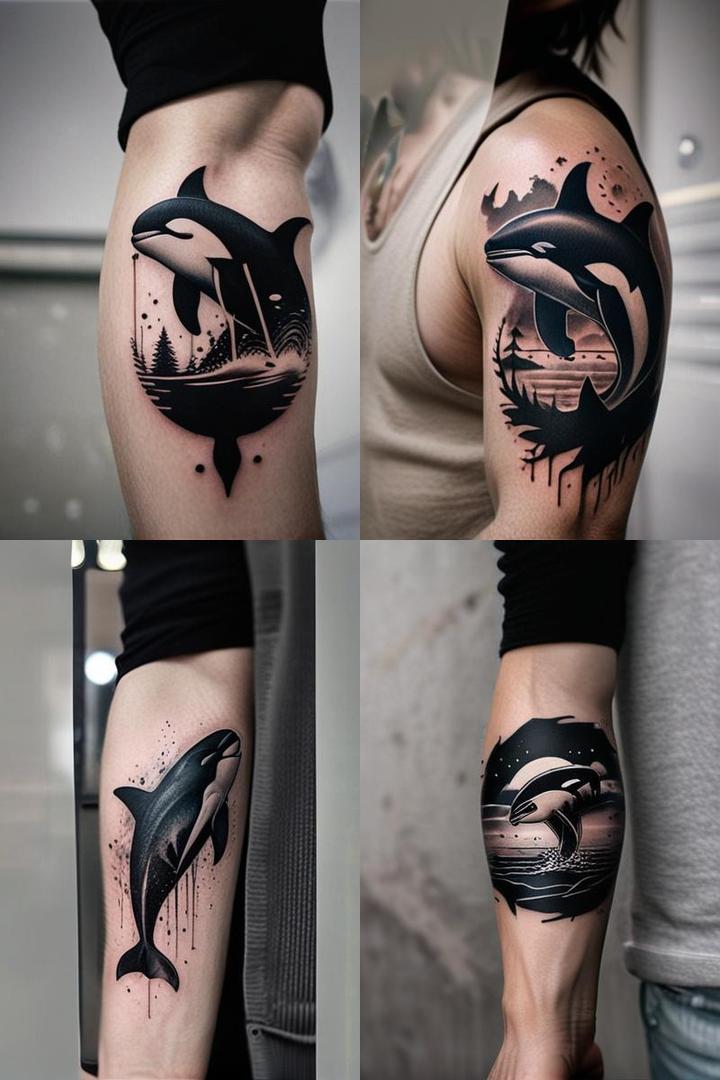 Abstract Orca Arm Tattoo For Men