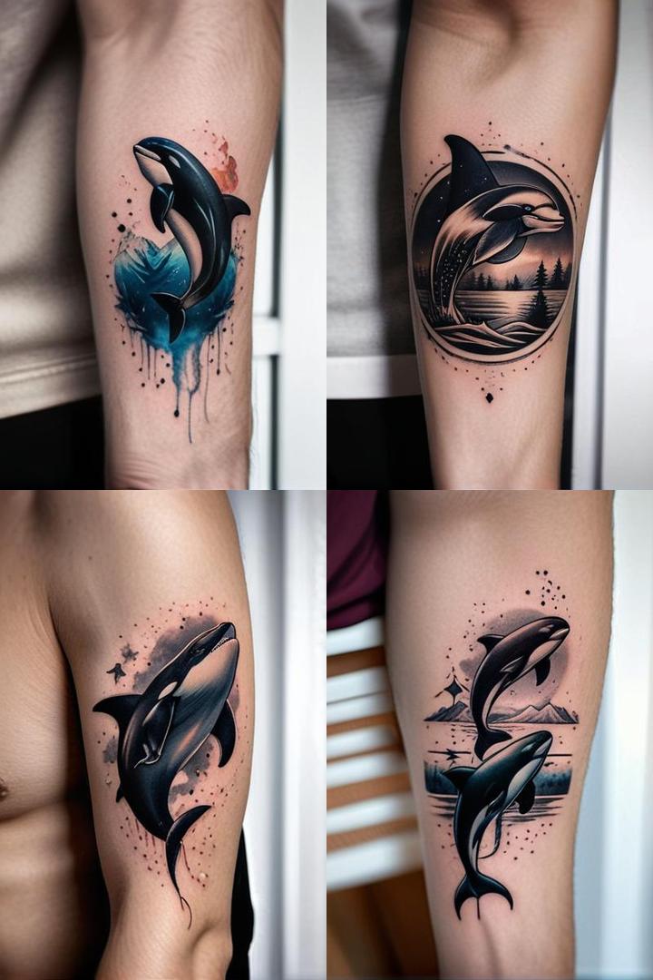 Celestial Orca Tattoo Design