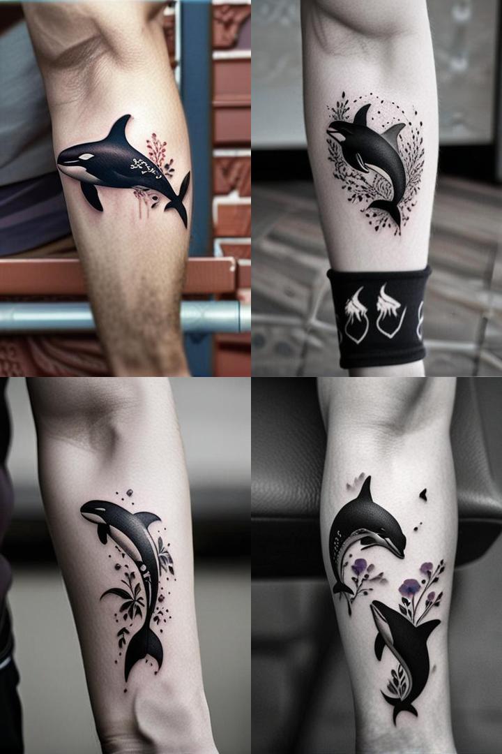 Floral Orca Silhouette Tattoo For Men