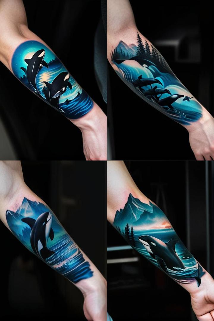 Serene Orca Family Tattoo