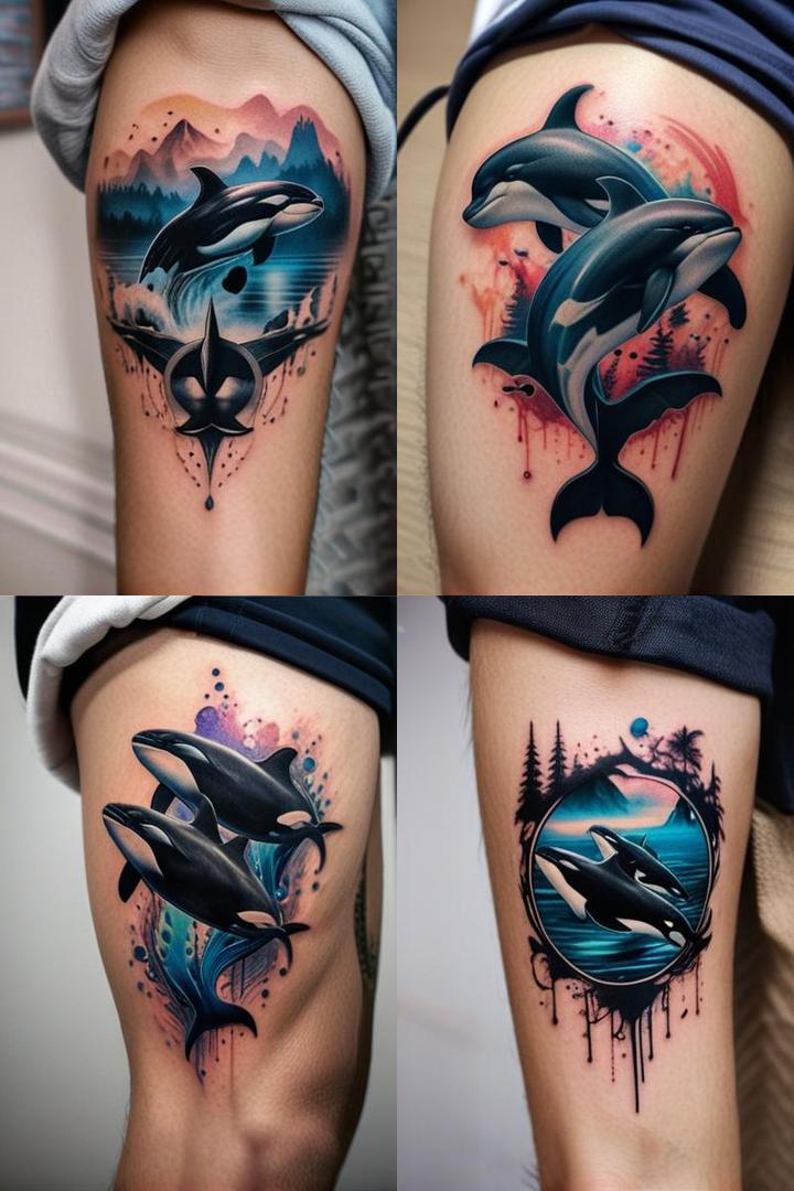 Vibrant Orca Trio Tattoo For Men