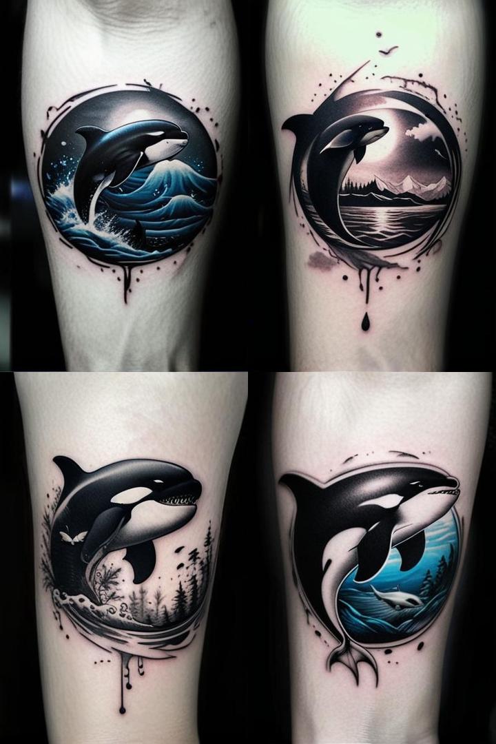 Yin Yang Orca Shark Tattoo For Men