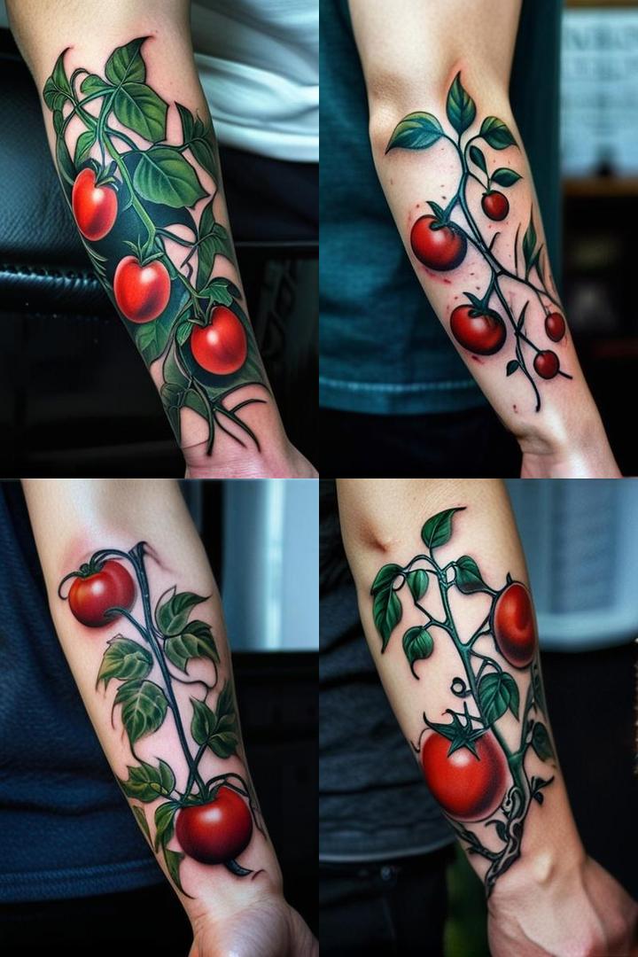 Tomato Vine Arm Tattoo For Men