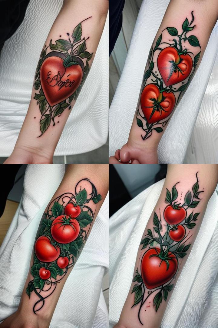 Tomato Vine Heart Tattoo For Men