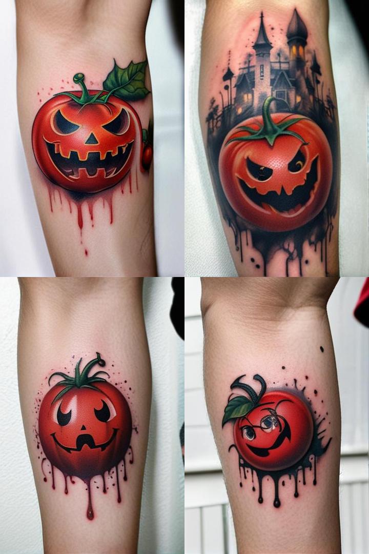 Whimsical Tomato Ghost Tattoo For Men